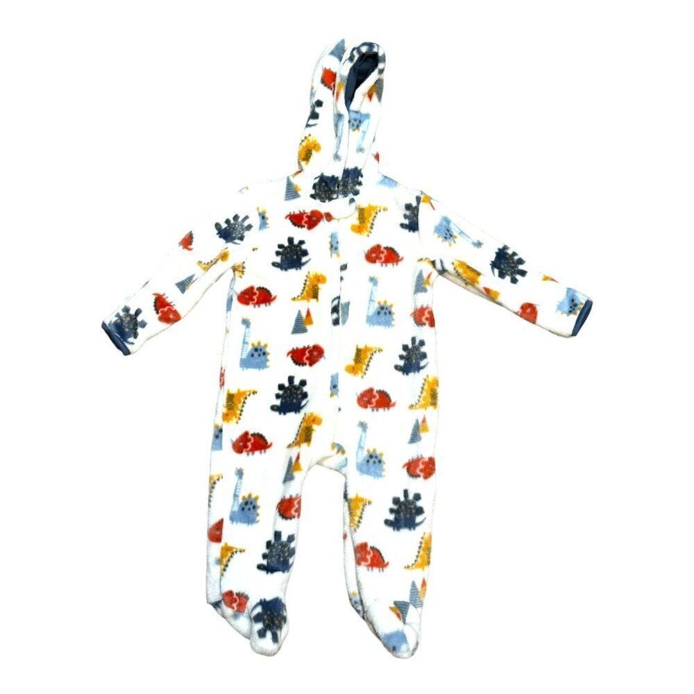 Baby Gear 6-9M Hooded Dinosaur Print Baby Footed Pajamas Zip Up Hoodie Gift